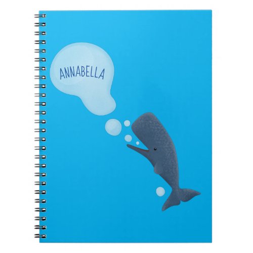 Cute sperm whale blowing bubbles cartoon notebook