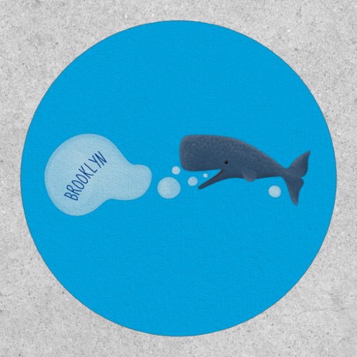 Cute sperm whale blowing bubbles cartoon patch