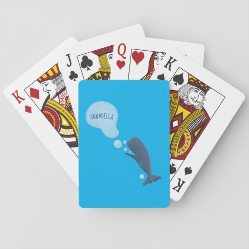 Cute sperm whale blowing bubbles cartoon playing cards