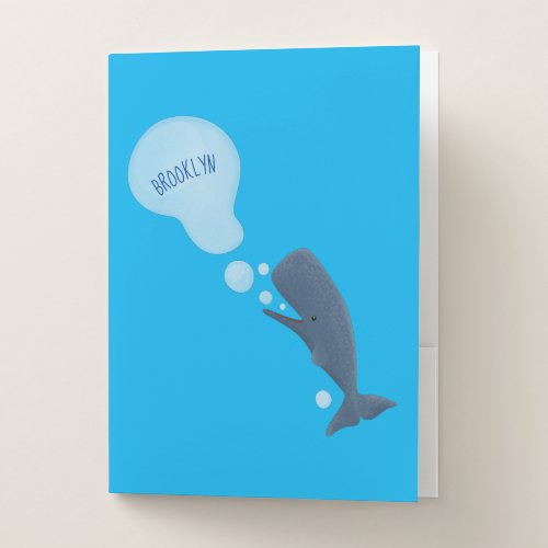 Cute sperm whale blowing bubbles cartoon pocket folder