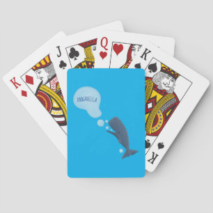 Cute sperm whale blowing bubbles cartoon poker cards