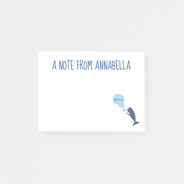 Cute sperm whale blowing bubbles cartoon post-it notes (Front)