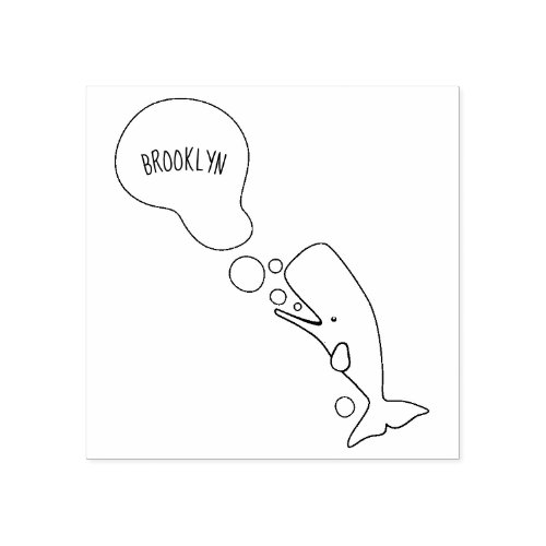 Cute sperm whale blowing bubbles cartoon rubber stamp