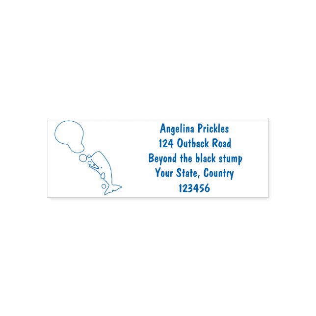 Cute sperm whale blowing bubbles cartoon self-inking stamp (Design)