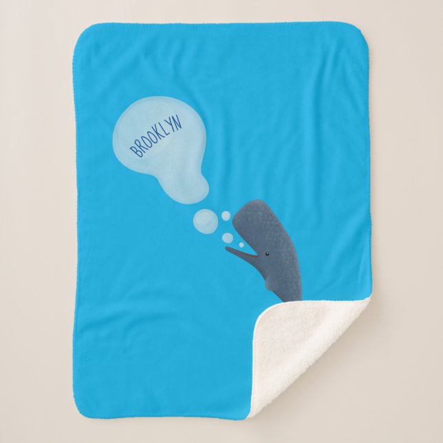 Cute sperm whale blowing bubbles cartoon  sherpa blanket (Front)