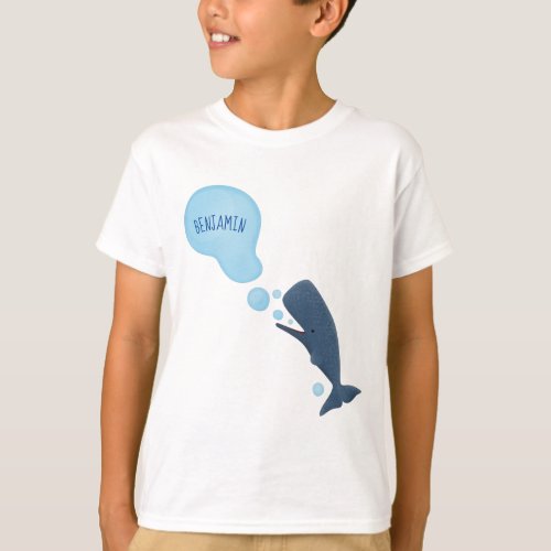 Cute sperm whale blowing bubbles cartoon T_Shirt