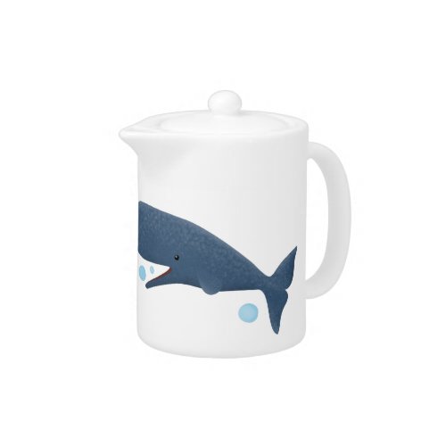 Cute sperm whale blowing bubbles cartoon teapot
