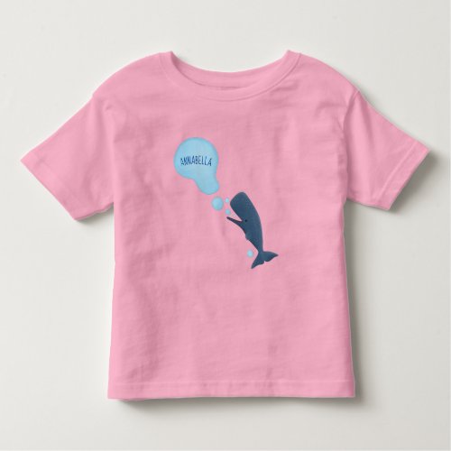 Cute sperm whale blowing bubbles cartoon toddler t_shirt