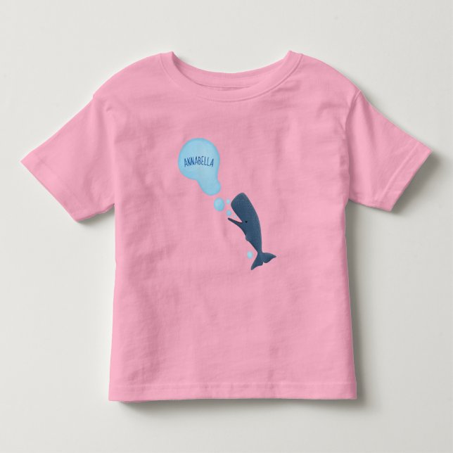 Cute sperm whale blowing bubbles cartoon toddler t-shirt (Front)