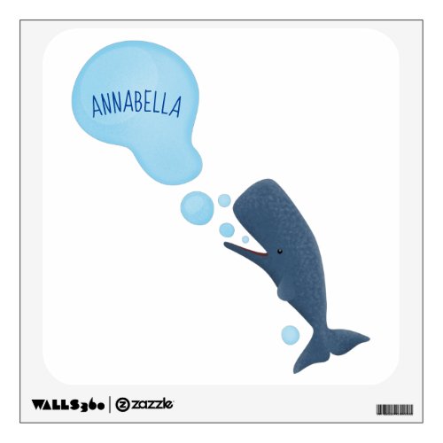 Cute sperm whale blowing bubbles cartoon wall decal