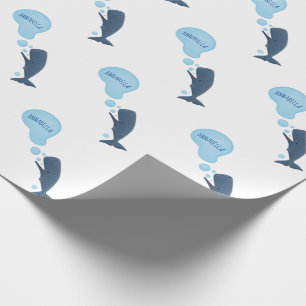 Cute sperm whale blowing bubbles cartoon wrapping paper