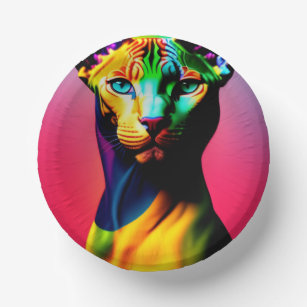 Cute Sphynx Cat Colorful Art Paper Bowls