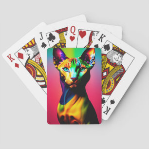 Cute Sphynx Cat Colorful Art Poker Cards