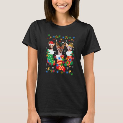 Cute Sphynx Cat Kitten Christmas Socks Xmas T-Shirt