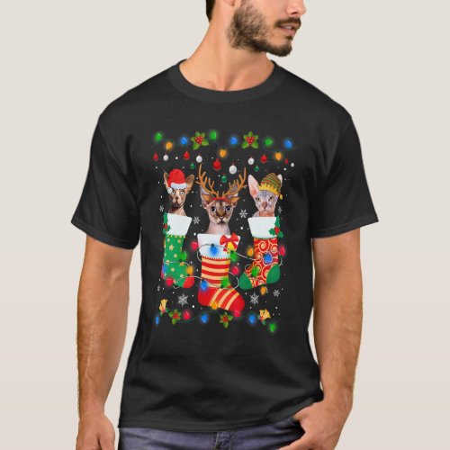 Cute Sphynx Cat Kitten Christmas Socks Xmas T-Shirt
