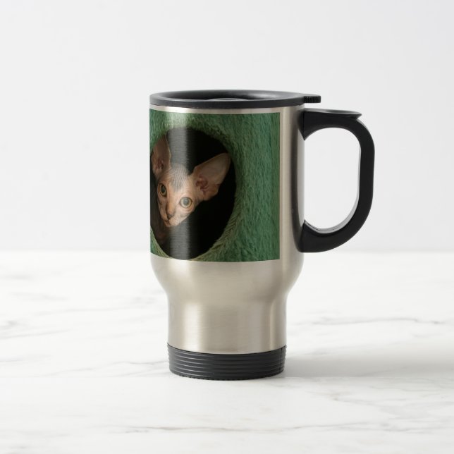 Cute sphynx kitten travel mug (Right)