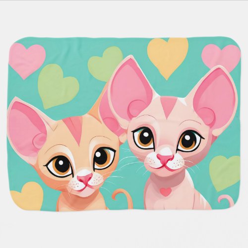 Cute Sphynx Kittens Baby Blanket Pastel Colors 