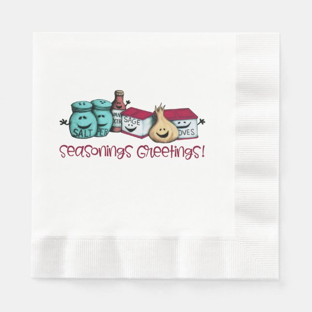 Cute Spices Seasonings Greetings Napkins (Front)