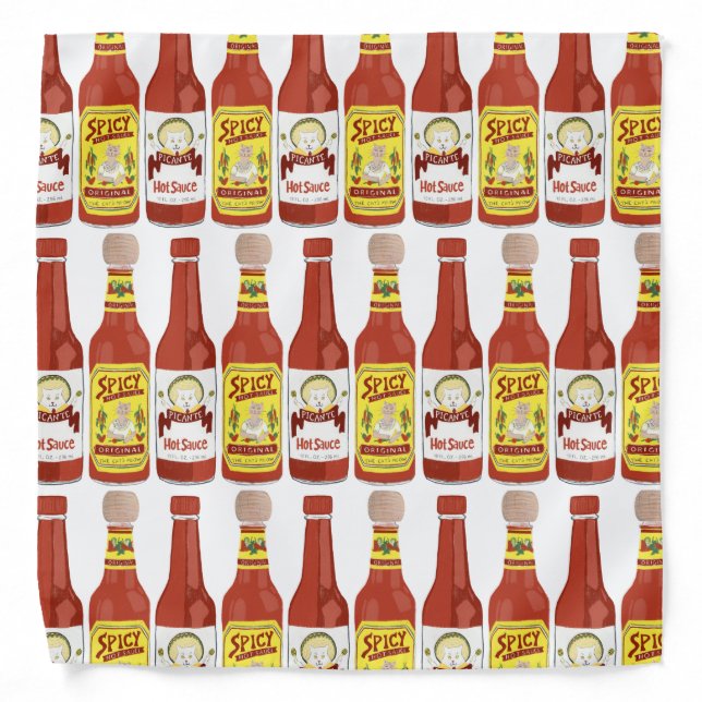 Cute Spicy Cats Hot Sauce illustration Bandana (Front)