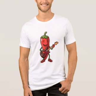 Cute Spicy Chili Pepper Playing Electric Guitar Tri-Blend Shirt