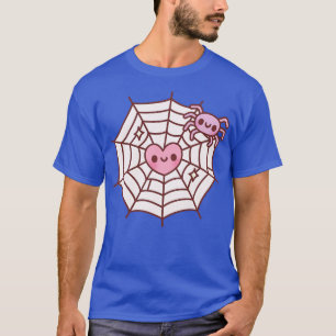 Cute Spider And Heart Caught In Spider Web T-Shirt