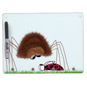 Cute Spider And Ladybug Illustration Dry Erase Board With Keychain Holder