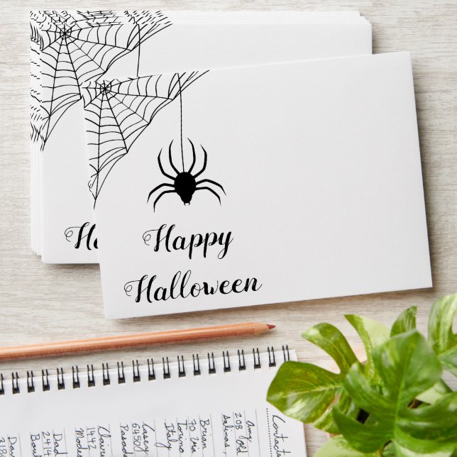 Cute Spider Black And White Halloween Envelope (Stacked)