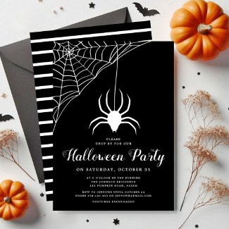 Cute Spider Black And White Halloween Party
