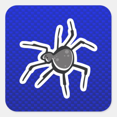 Cute Spider Blue Square Sticker