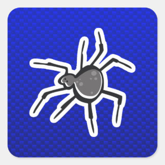 Cute Spider; Blue Square Sticker