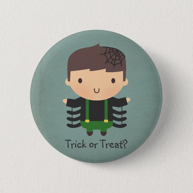 Cute Spider Boy Costume Halloween Button (Front)