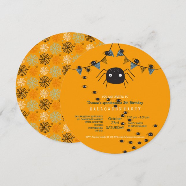 Cute spider Children's Party Invitation (Front/Back)