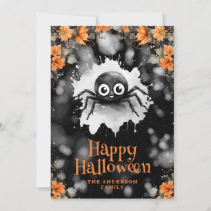 Cute Spider Cobweb Happy Halloween Card