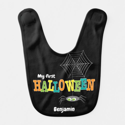 Cute Spider Colorful My First Halloween Baby Bib