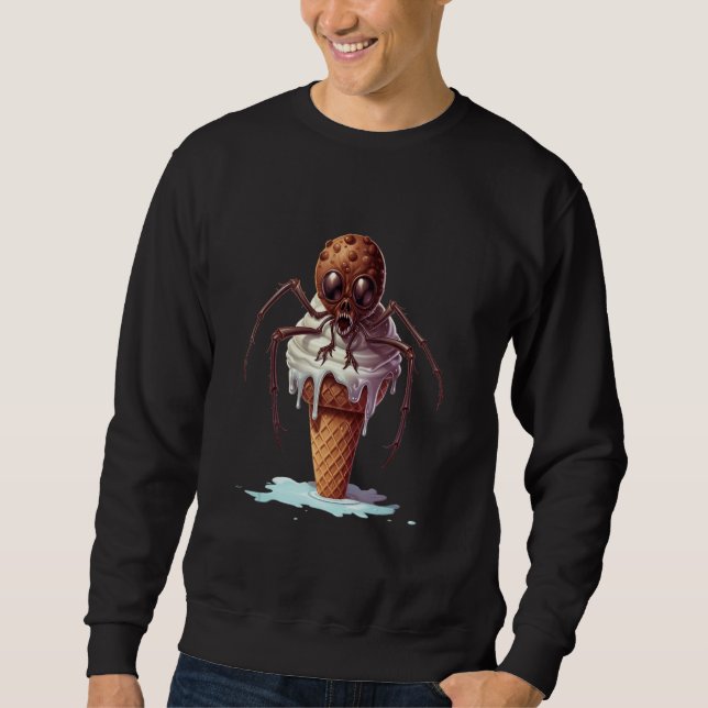 Cute Spider eats Ice Cream  Summer Kids Ice Cream Sweatshirt (Front)