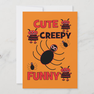 Cute Spider Funny  Creepy Halloween Party Holiday Invitation
