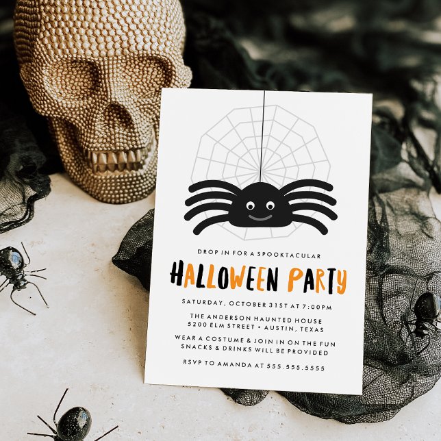 Cute Spider Halloween Party Invitation (Creator Uploaded)