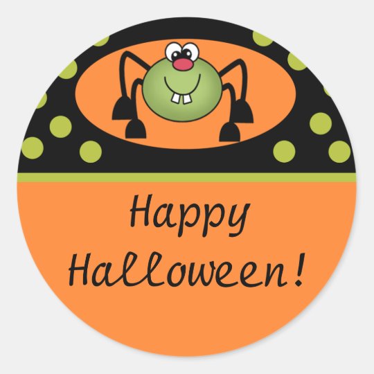 Cute Spider Happy Halloween Classic Round Sticker Zazzle com