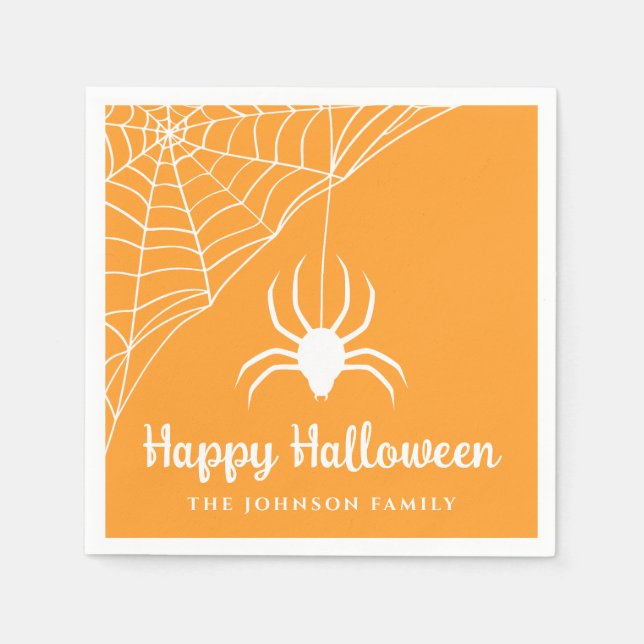 Cute Spider Happy Halloween Napkins (Front)