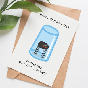 Cute Spider In Glass Funny Saying Father's Day Holiday Card