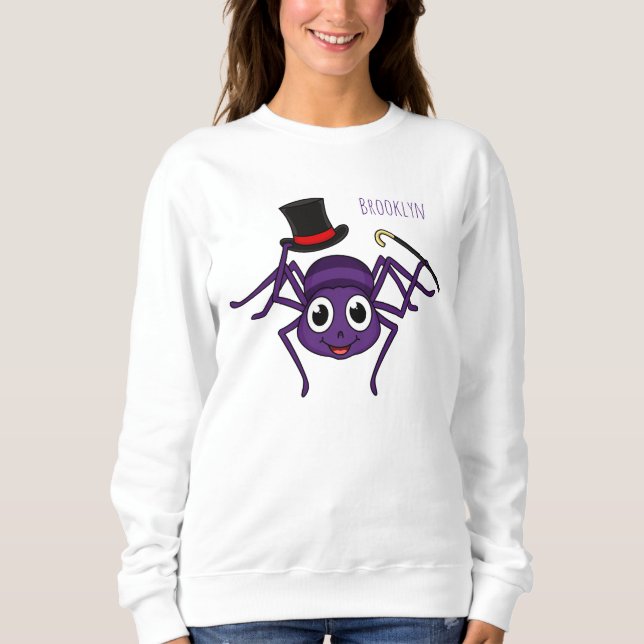Cute spider in top hat cartoon (Front)