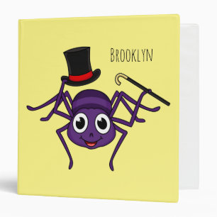 Cute spider in top hat cartoon 3 ring binder