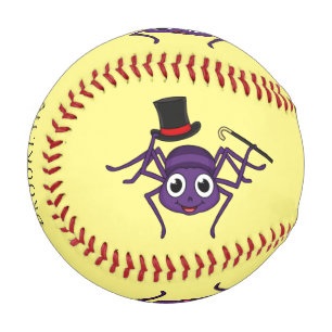 Cute spider in top hat cartoon baseball