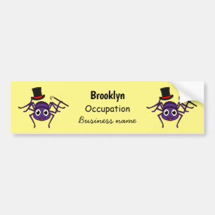 Cute spider in top hat cartoon bumper sticker