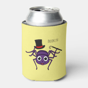 Cute spider in top hat cartoon can cooler