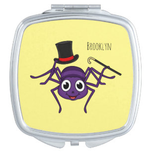 Cute spider in top hat cartoon  compact mirror