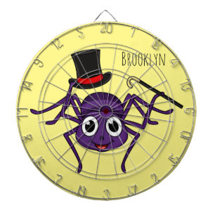 Cute spider in top hat cartoon dart board