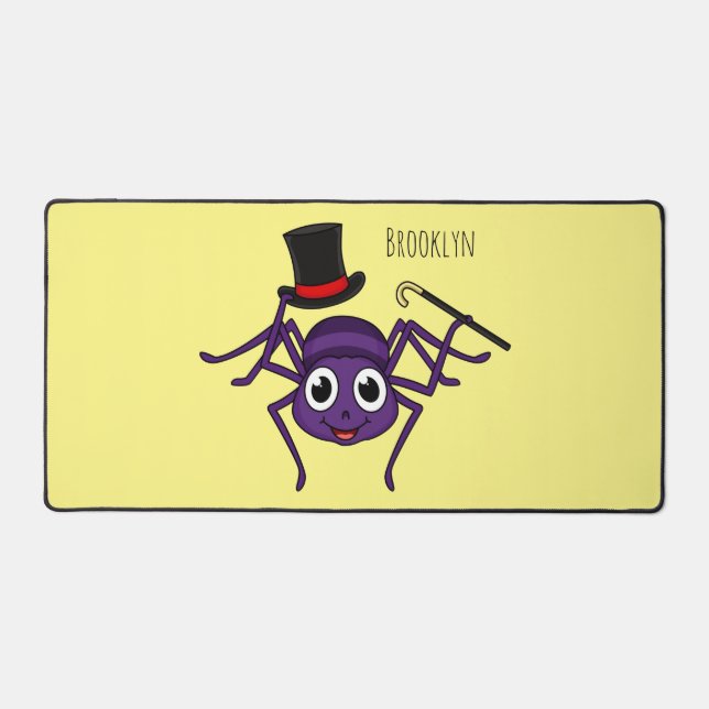 Cute spider in top hat cartoon desk mat (Front)