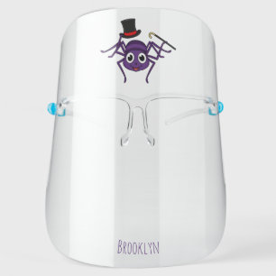 Cute spider in top hat cartoon face shield
