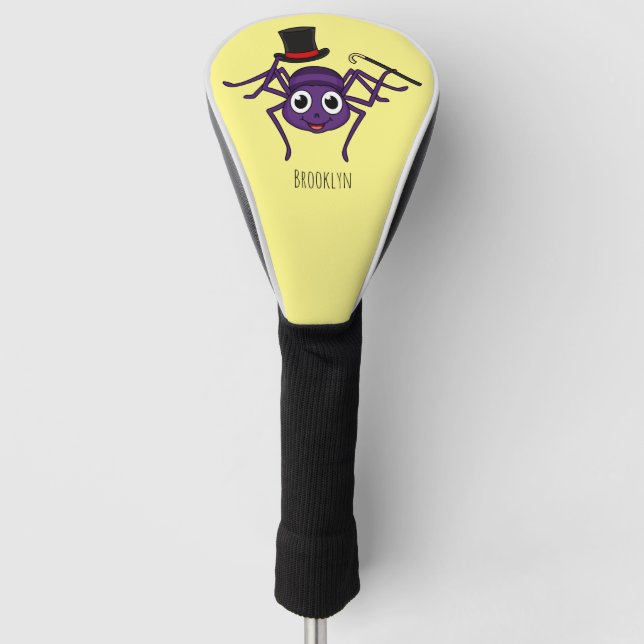 Cute spider in top hat cartoon golf head cover (Front)